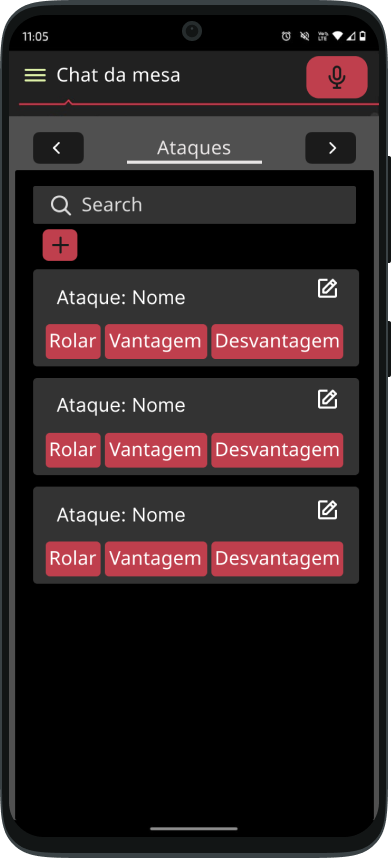 Aba Ataques da ficha — versão redesenhada