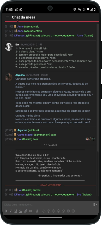 Página de chat — versão original