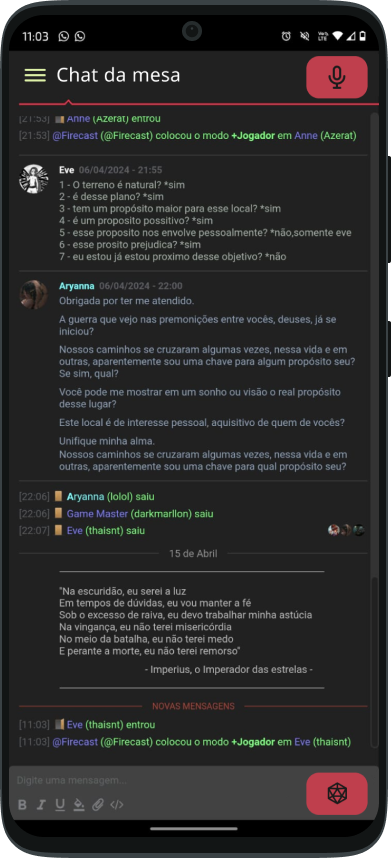 Página de chat — versão redesenhada