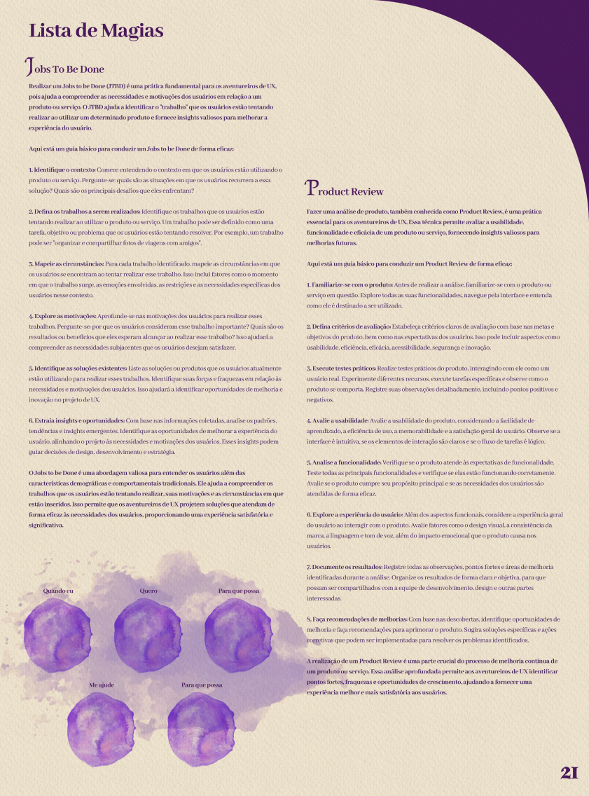Lista de Magias — Jobs To Be Done e Product Review